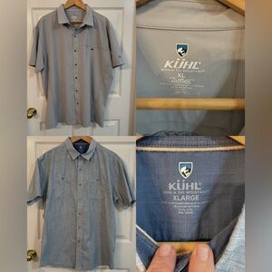 2 KUHL Short Sleeve Button Down Mens Size XL Shirts Grey And Blue
